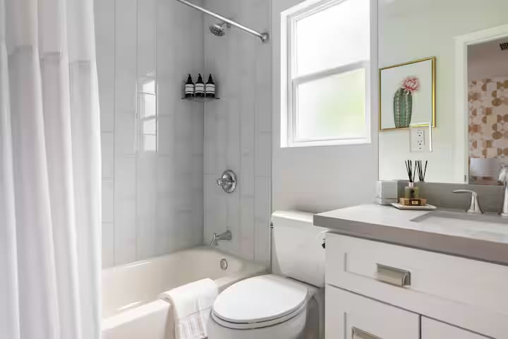 Stylish & Perfect for Families bathroom vanity at a direct-booking vacation rental in Phoenix, Arizona
