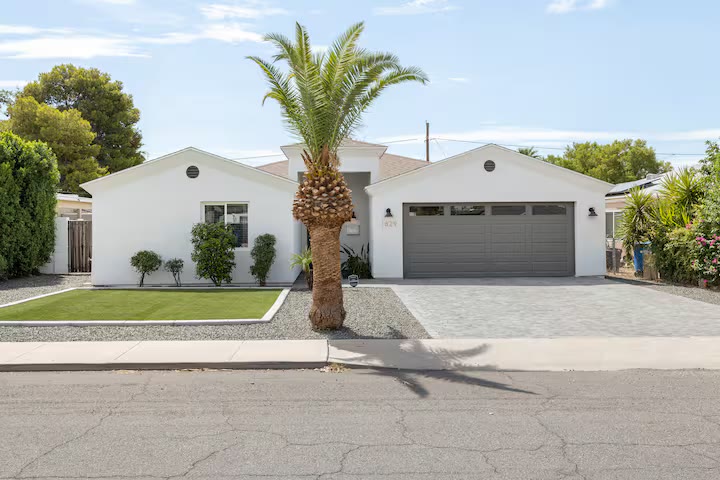 Stylish & Perfect for Families front exterior at a direct-booking vacation rental in Phoenix, Arizona