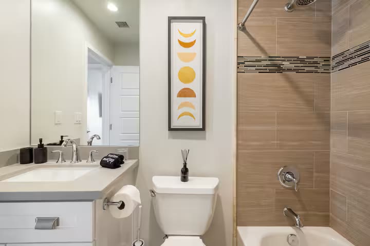 Stylish & Perfect for Families bathroom vanity at a direct-booking vacation rental in Phoenix, Arizona