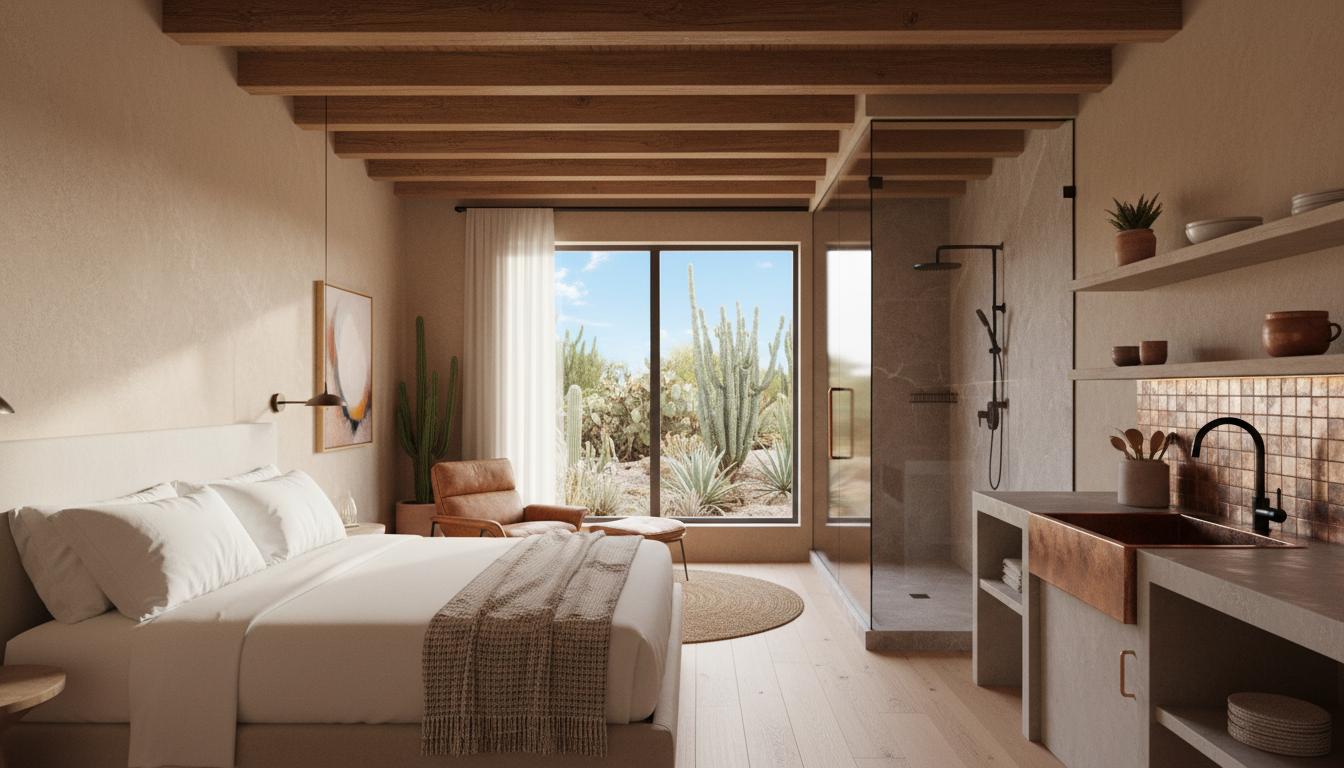 Interior of a private Phoenix studio guesthouse