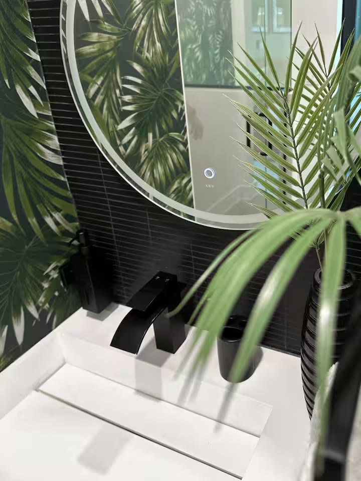 Palm Haven Pool House bathroom vanity at a direct-booking vacation rental in Phoenix, Arizona