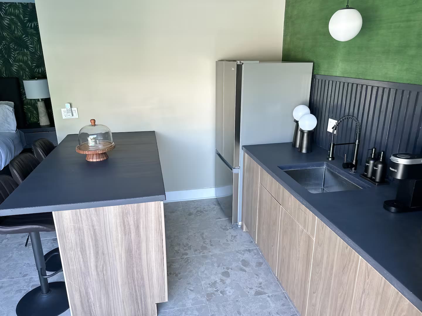 Palm Haven Pool House kitchenette counter at a direct-booking vacation rental in Phoenix, Arizona