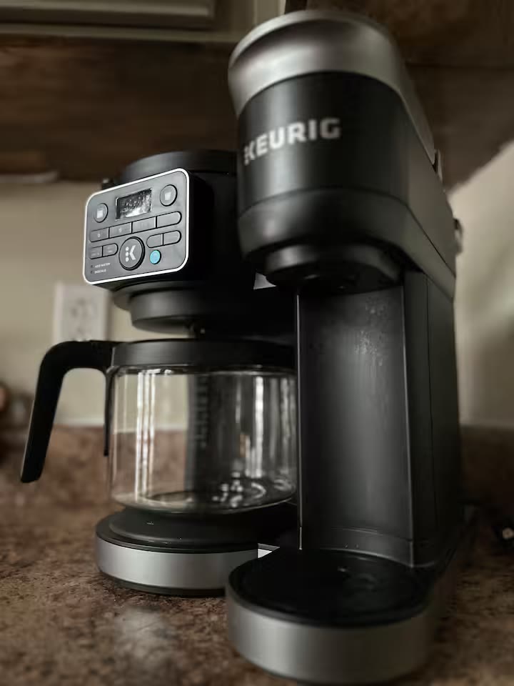 The Angler's Canoe Lake House coffee supplies at a direct-booking vacation rental in Cedar Bluff, Alabama